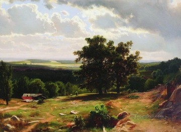 ウッズ Painting - デュッセルドルフ近郊の 1865 年の古典的な風景 イワン・イワノビッチの木々